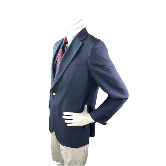 Vtg Brooks Brothers 346 Mens Blazer Jacket 39R Navy Wool Gold Buttons Half Lined - Picture 4 of 14